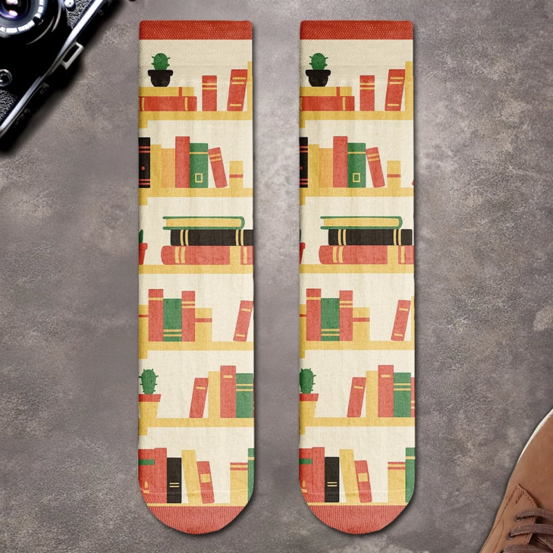 Custom Name Book Lover Gifts for Readers - Personalized Middle Tube Socks