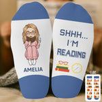 Custom Name Book Lover Gifts for Readers - Personalized Middle Tube Socks