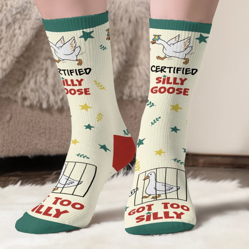 Custom Silly Goose Crew Socks - Personalized Birthday Gifts For Besties, Sisters, BFF, Family, Yourself - Mastering My Own Chaos
