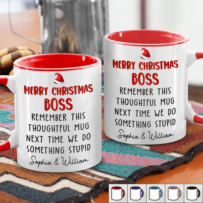 Custom Accent Mug - Personalized Christmas Funny Gifts For Coworker, Work Bestie, Boss - More Cheer Less Stress