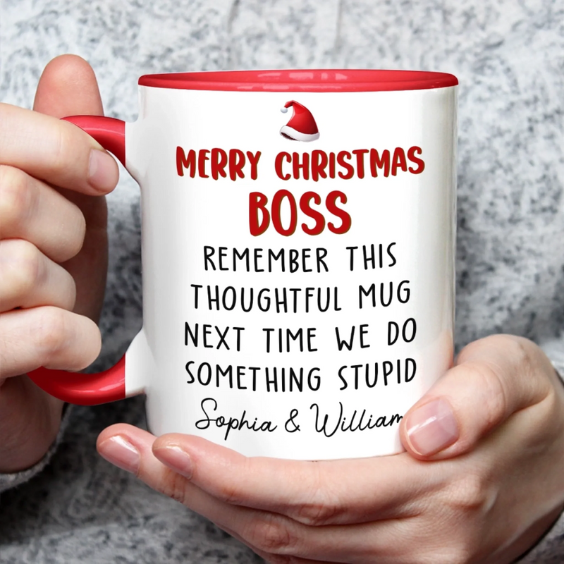Custom Accent Mug - Personalized Christmas Funny Gifts For Coworker, Work Bestie, Boss - More Cheer Less Stress