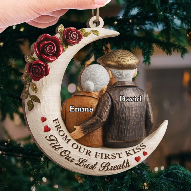 Custom Wood Ornament - Personalized Anniversary Christmas Wedding Gifts For Husband And Wife, Him And Her - Growing Old Staying Gold