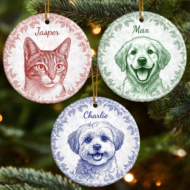 Custom Photo Ceramic Ornament - Personalized Christmas Birthday Gifts For Dog Cat Lovers, Dog Dad And Mom, Cat Owners - Little Paws, Forever Love