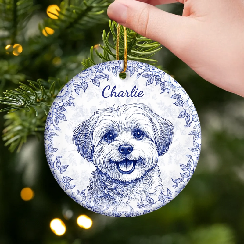 Custom Photo Ceramic Ornament - Personalized Christmas Birthday Gifts For Dog Cat Lovers, Dog Dad And Mom, Cat Owners - Little Paws, Forever Love