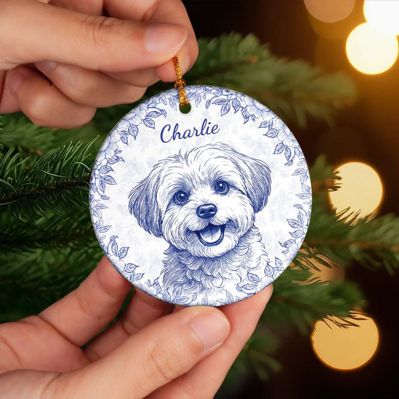Custom Photo Ceramic Ornament - Personalized Christmas Birthday Gifts For Dog Cat Lovers, Dog Dad And Mom, Cat Owners - Little Paws, Forever Love