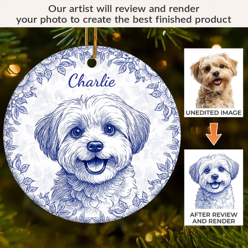 Custom Photo Ceramic Ornament - Personalized Christmas Birthday Gifts For Dog Cat Lovers, Dog Dad And Mom, Cat Owners - Little Paws, Forever Love
