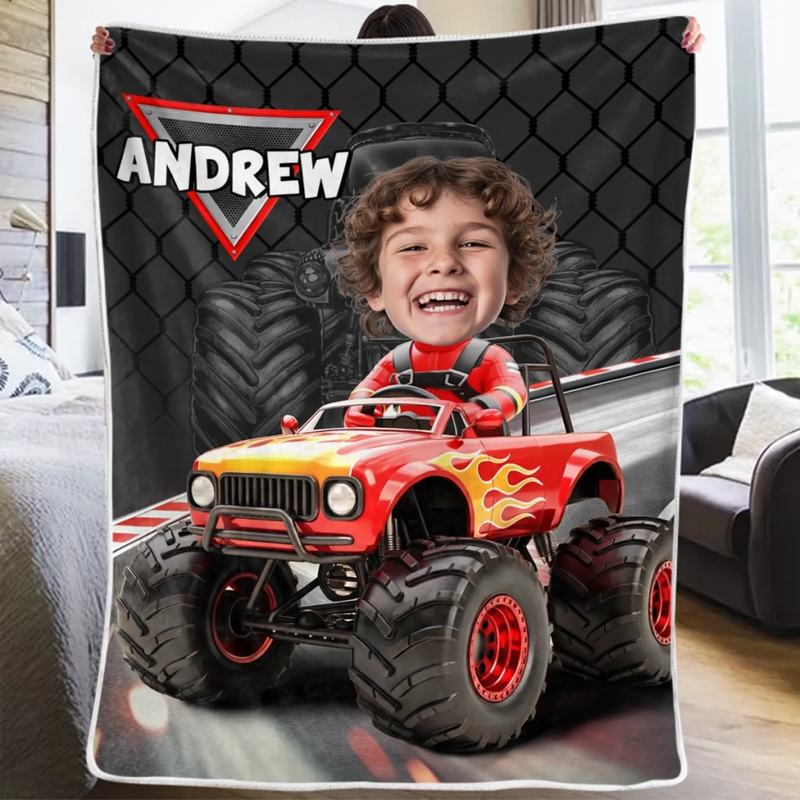 Custom Photo Blanket - Personalized Birthday Gifts For Kids - Racing Into Adventure
