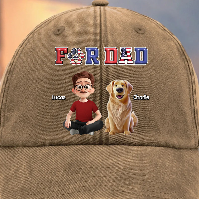 Custom Vintage Washed Denim Baseball Cap - Personalized Christmas Birthday Gifts For Dog Cat Lovers, Dog Dad And Mom, Cat Owners - Proud Dog Dad Era