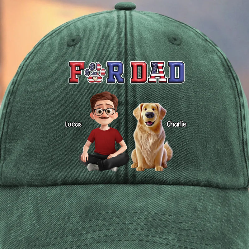 Custom Vintage Washed Denim Baseball Cap - Personalized Christmas Birthday Gifts For Dog Cat Lovers, Dog Dad And Mom, Cat Owners - Proud Dog Dad Era