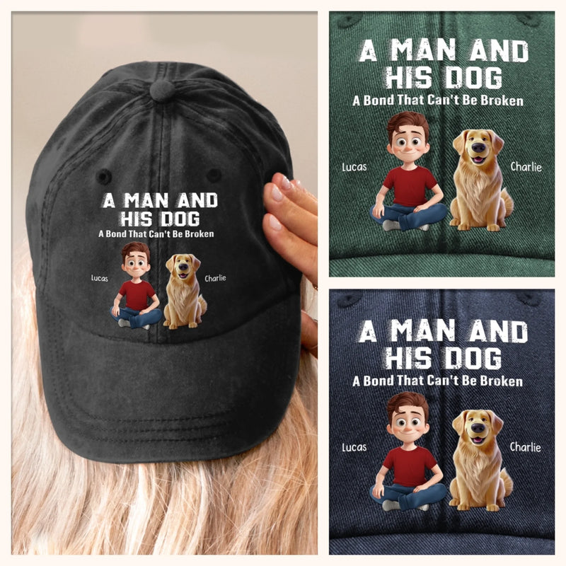Custom Vintage Washed Denim Baseball Cap - Personalized Christmas Birthday Gifts For Dog Lovers, Dog Dad And Mom - Fetch Expert