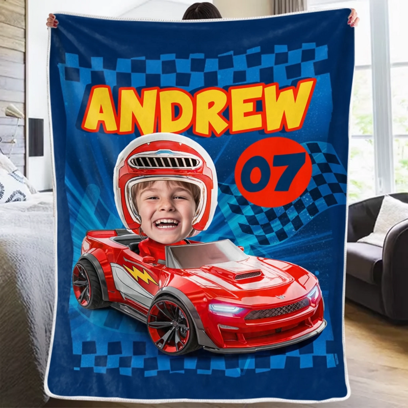 Custom Photo Blanket - Personalized Birthday Gifts For Kids - Racing My Own Way