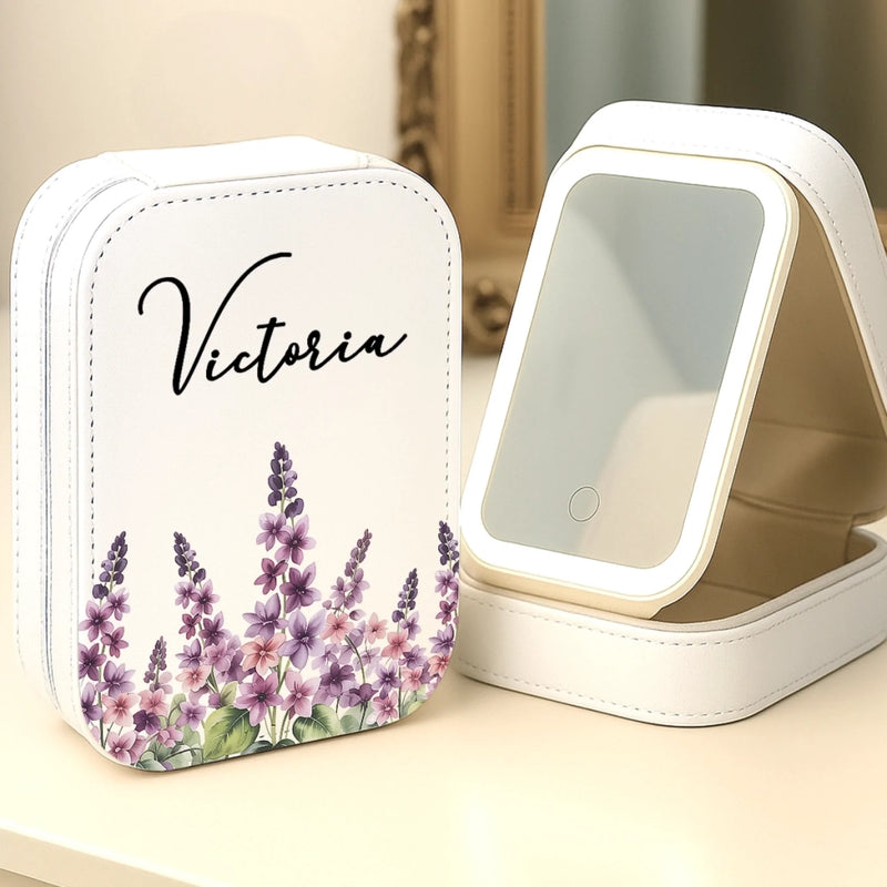 Custom Jewelry Box LED Makeup - Personalized Birthday Gifts For Besties, Sisters, BFF, Family, Yourself - Growing Into My Brighter Self