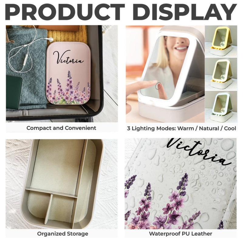 Custom Jewelry Box LED Makeup - Personalized Birthday Gifts For Besties, Sisters, BFF, Family, Yourself - Growing Into My Brighter Self