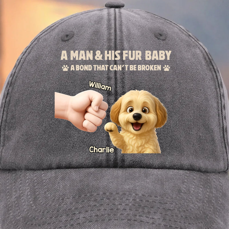Custom Vintage Washed Denim Baseball Cap - Personalized Christmas Birthday Gifts For Dog Cat Lovers, Dog Dad And Mom, Cat Owners - Best Bro Comes With Fur