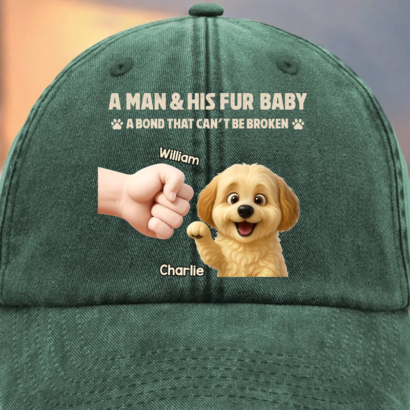 Custom Vintage Washed Denim Baseball Cap - Personalized Christmas Birthday Gifts For Dog Cat Lovers, Dog Dad And Mom, Cat Owners - Best Bro Comes With Fur