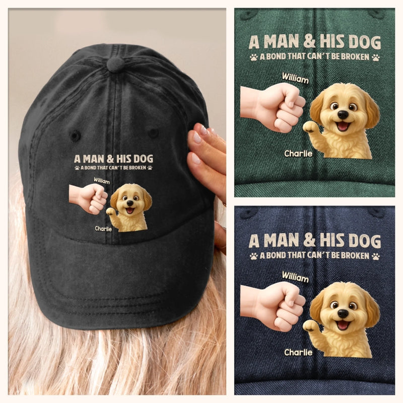 Custom Vintage Washed Denim Baseball Cap - Personalized Christmas Birthday Gifts For Dog Lovers, Dog Dad And Mom - This Is My Emotional Support Legend
