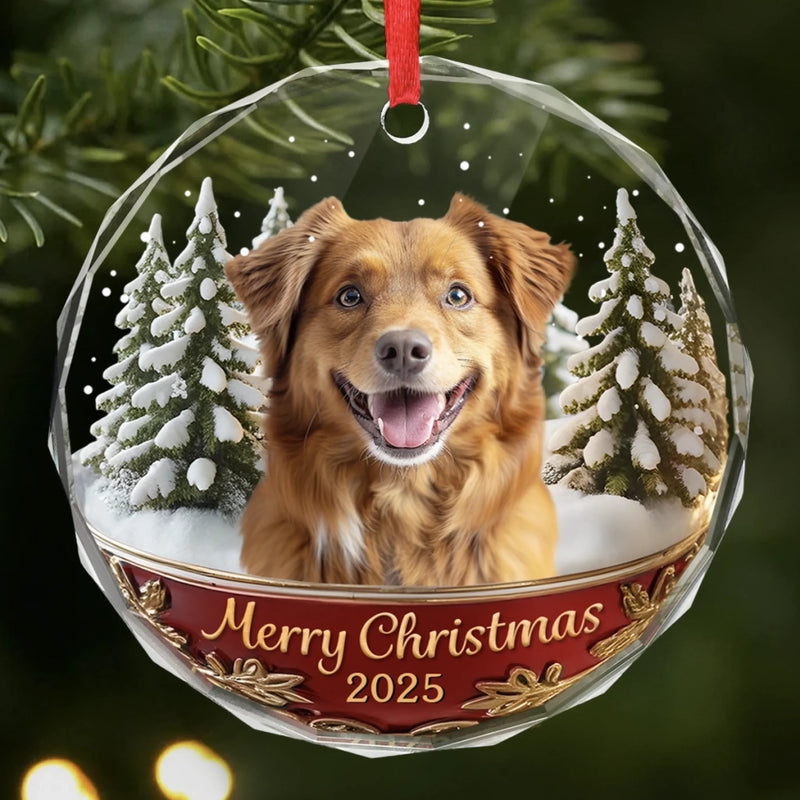Custom Photo Circle Glass Ornament - Personalized Christmas Birthday Gifts For Dog Cat Lovers, Dog Dad And Mom, Cat Owners - Life Feels Better With Pets