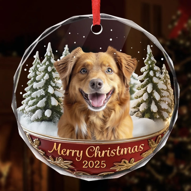 Custom Photo Circle Glass Ornament - Personalized Christmas Birthday Gifts For Dog Cat Lovers, Dog Dad And Mom, Cat Owners - Life Feels Better With Pets