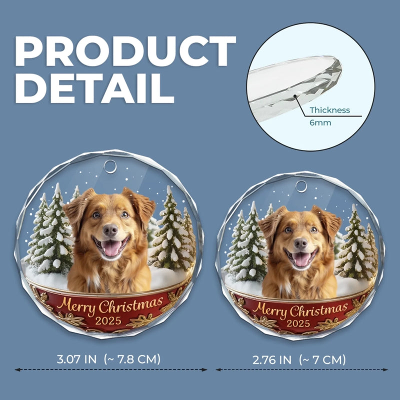 Custom Photo Circle Glass Ornament - Personalized Christmas Birthday Gifts For Dog Cat Lovers, Dog Dad And Mom, Cat Owners - Life Feels Better With Pets