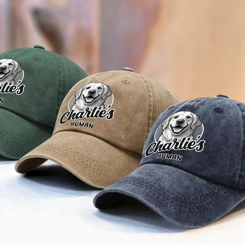 Custom Photo Vintage Washed Denim Baseball Cap - Personalized Birthday Gifts For Dog Cat Lovers, Dog Dad And Mom, Cat Owners - Fur Baby Obsessed