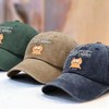 Custom Vintage Washed Denim Baseball Cap - Personalized Birthday Gifts For Cat Lovers, Cat Mom And Dad - Purr More Stress Less
