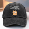 Custom Vintage Washed Denim Baseball Cap - Personalized Birthday Gifts For Cat Lovers, Cat Mom And Dad - Purr More Stress Less