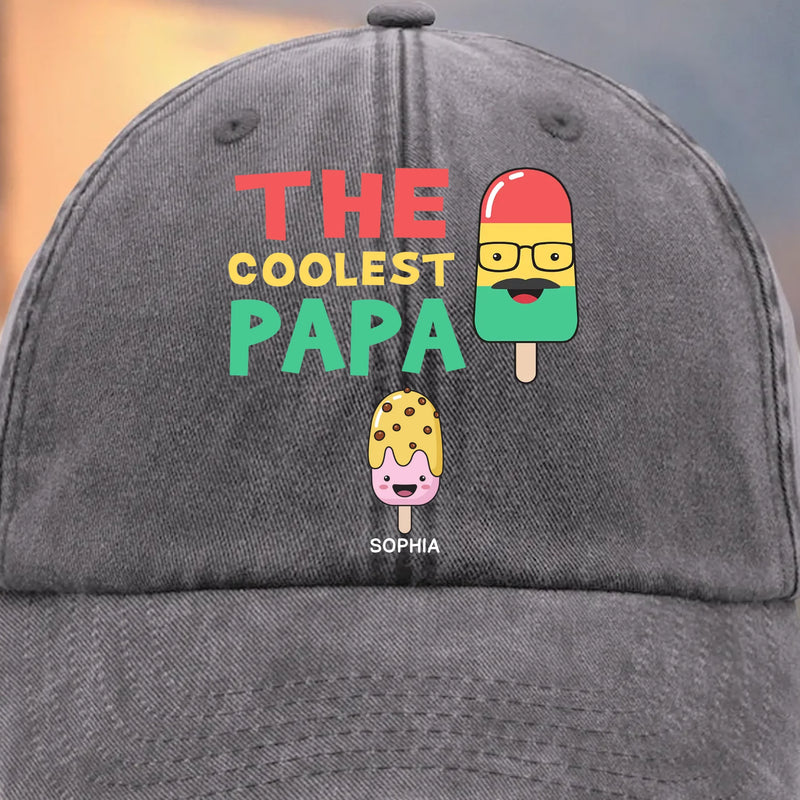 Custom Vintage Washed Denim Baseball Cap - Personalized Birthday Gifts For Dad, Grandpa - Growing Up With Your Guiding Strength