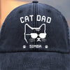 Custom Vintage Washed Denim Baseball Cap - Personalized Birthday Gifts For Cat Lovers, Cat Mom And Dad - Certified Cat Dad