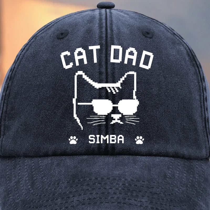 Custom Vintage Washed Denim Baseball Cap - Personalized Birthday Gifts For Cat Lovers, Cat Mom And Dad - Certified Cat Dad