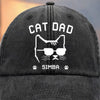 Custom Vintage Washed Denim Baseball Cap - Personalized Birthday Gifts For Cat Lovers, Cat Mom And Dad - Certified Cat Dad