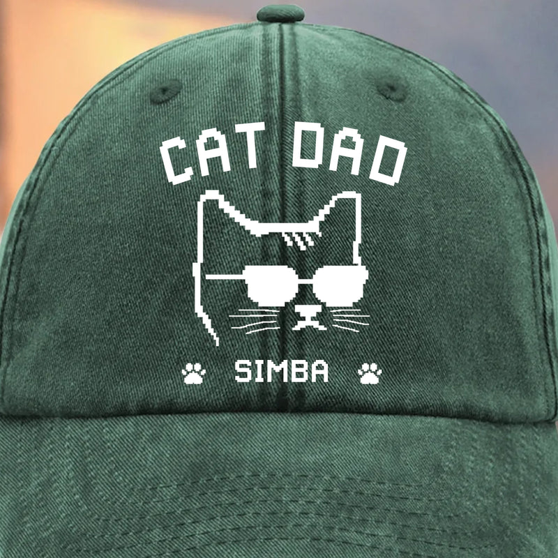 Custom Vintage Washed Denim Baseball Cap - Personalized Birthday Gifts For Cat Lovers, Cat Mom And Dad - Certified Cat Dad