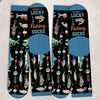 Custom Crew Socks - Personalized Christmas Birthday Fishing Gifts For Fisherman - Walk Like A Lucky Angler