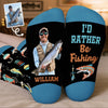 Custom Photo Crew Socks - Personalized Christmas Birthday Fishing Gifts For Fisherman - Professional Line Caster