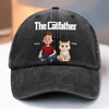 Custom Vintage Washed Denim Baseball Cap - Personalized Birthday Gifts For Cat Lovers, Cat Mom And Dad - Feline Father Figure