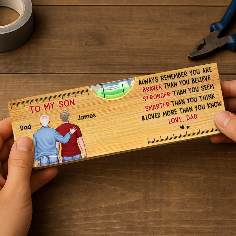 Custom Wooden Bottle Opener With Built-in Spirit Level - Personalized Birthday Gifts For Mom, Dad, Daughter, Son - Cheers To Us