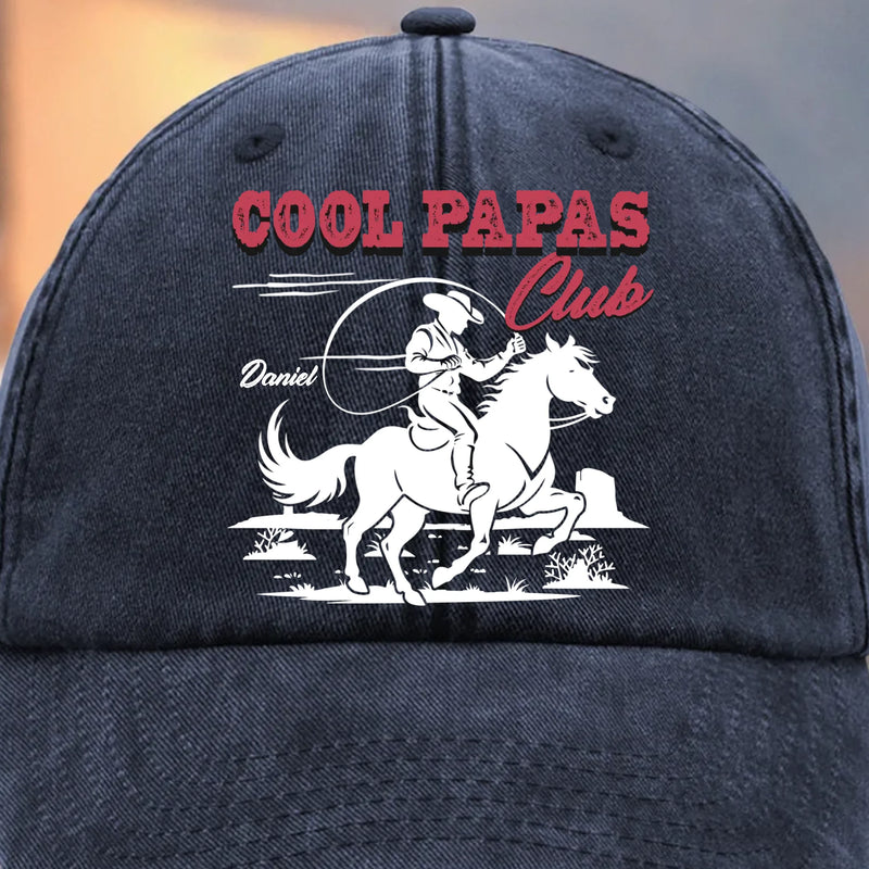 Custom Vintage Washed Denim Baseball Cap - Personalized Birthday Gifts For Dad, Grandpa - Cool Papas Club