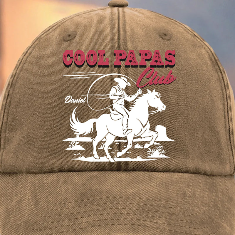 Custom Vintage Washed Denim Baseball Cap - Personalized Birthday Gifts For Dad, Grandpa - Cool Papas Club