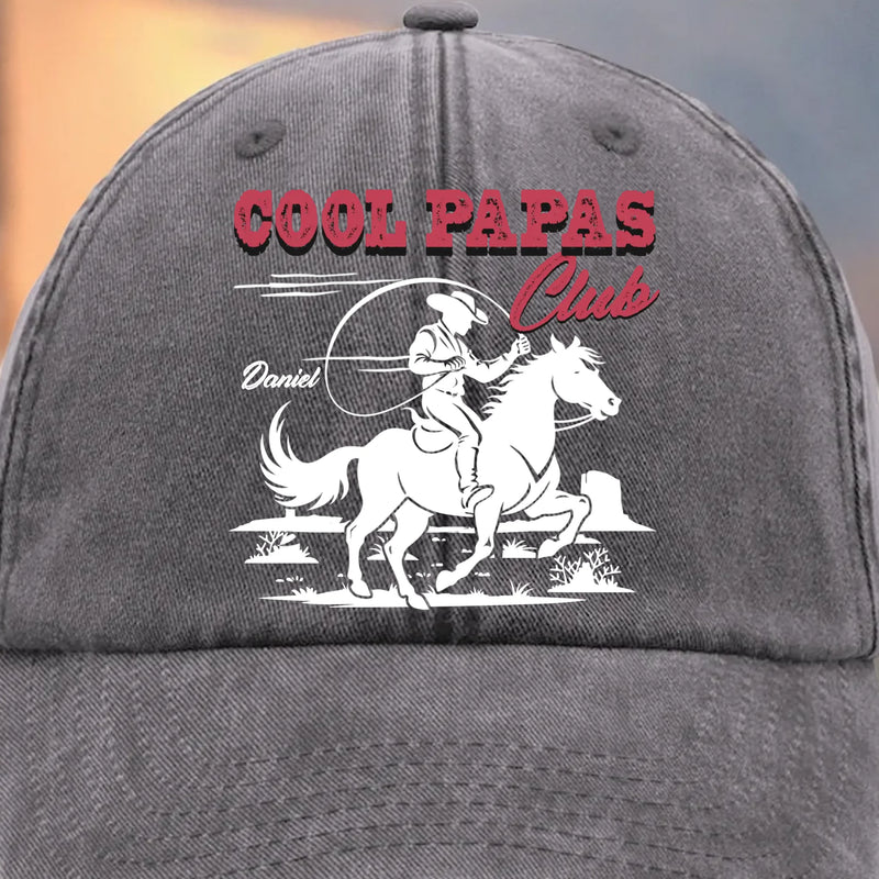 Custom Vintage Washed Denim Baseball Cap - Personalized Birthday Gifts For Dad, Grandpa - Cool Papas Club