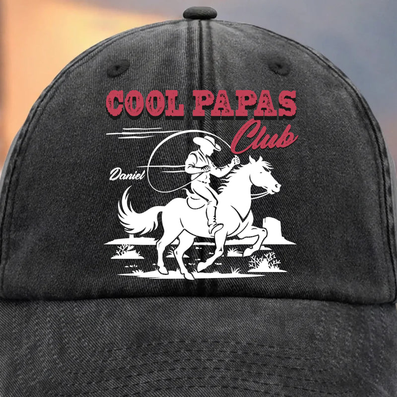 Custom Vintage Washed Denim Baseball Cap - Personalized Birthday Gifts For Dad, Grandpa - Cool Papas Club