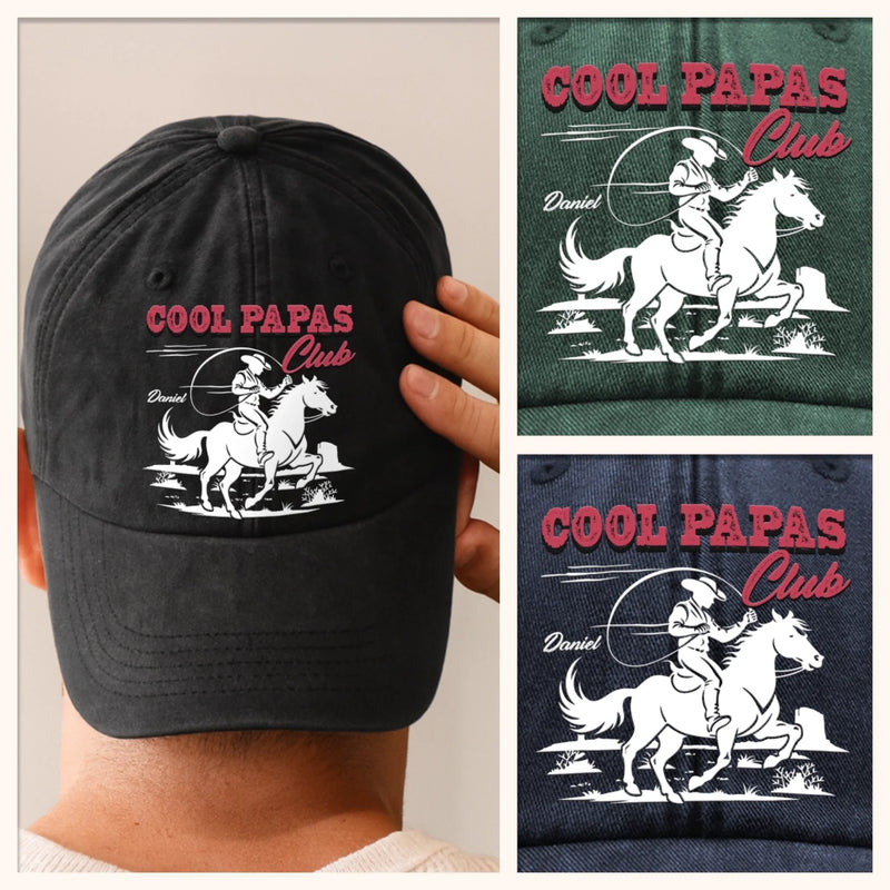 Custom Vintage Washed Denim Baseball Cap - Personalized Birthday Gifts For Dad, Grandpa - Cool Papas Club