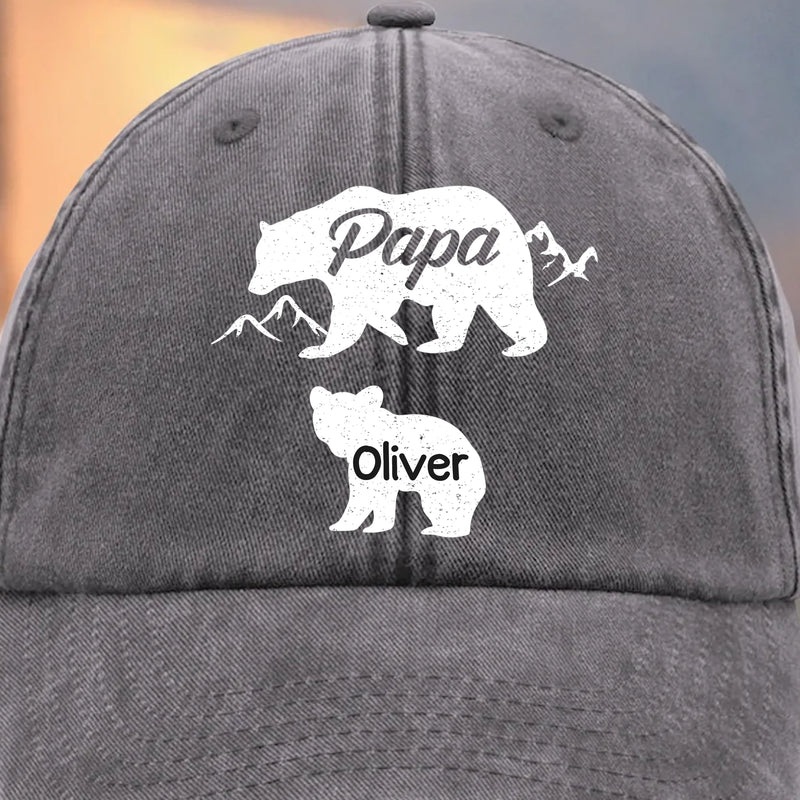 Custom Vintage Washed Denim Baseball Cap - Personalized Birthday Gifts For Dad, Grandpa - Cherishing Moments By Your Side