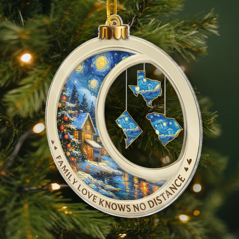 Custom Long Distance Acrylic Ornament - Personalized Christmas Birthday Gifts For Mom, Dad, Brother, Sister, Kids - Our Love Maps The Way