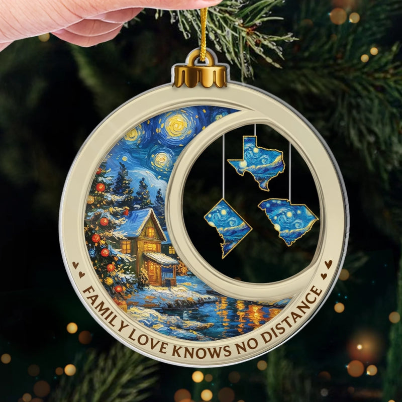 Custom Long Distance Acrylic Ornament - Personalized Christmas Birthday Gifts For Mom, Dad, Brother, Sister, Kids - Our Love Maps The Way