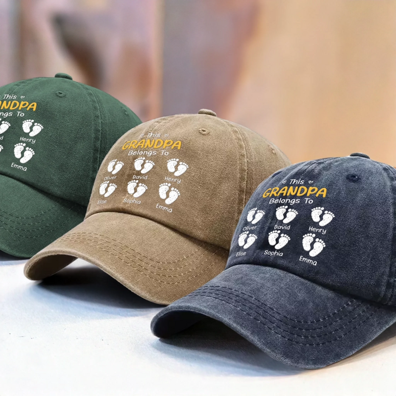 Custom Vintage Washed Denim Baseball Cap - Personalized Birthday Gifts For Dad, Grandpa - Learning Life Through Your Eyes