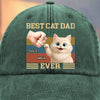 Custom Vintage Washed Denim Baseball Cap - Personalized Birthday Gifts For Cat Lovers, Cat Mom And Dad - Cat Dad On Duty