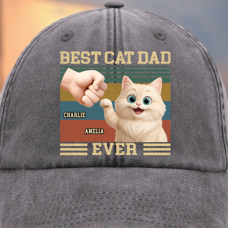 Custom Vintage Washed Denim Baseball Cap - Personalized Birthday Gifts For Cat Lovers, Cat Mom And Dad - Cat Dad On Duty