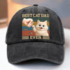Custom Vintage Washed Denim Baseball Cap - Personalized Birthday Gifts For Cat Lovers, Cat Mom And Dad - Cat Dad On Duty