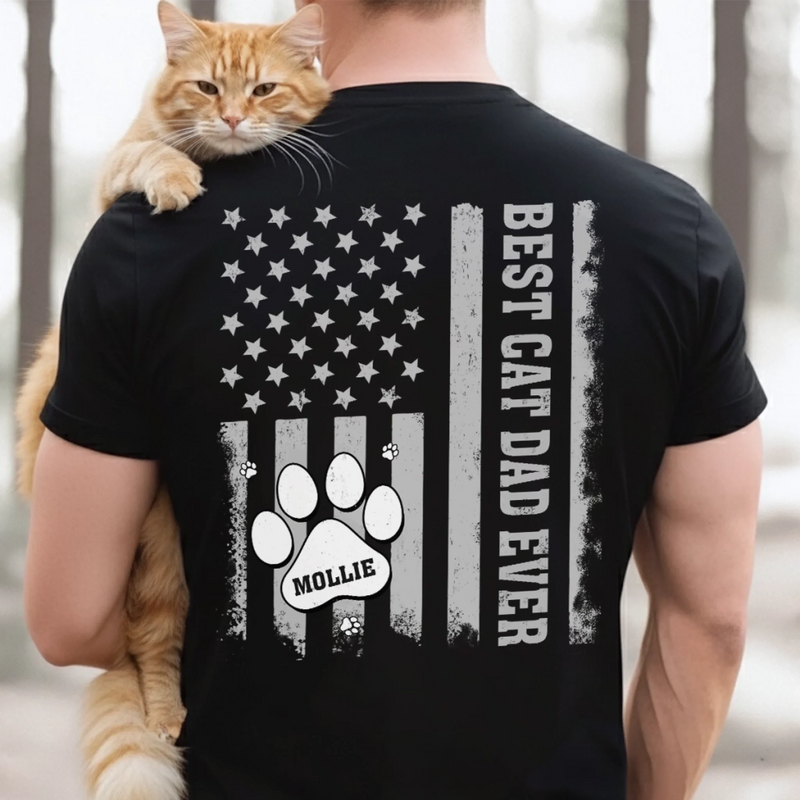 Custom Back Printed Unisex T-shirt, Premium T-shirt, Hoodie - Personalized Christmas Birthday Gifts For Cat Lovers, Cat Mom And Dad - The Real Furry Hero