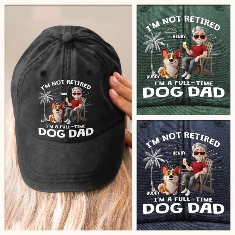 Custom Vintage Washed Denim Baseball Cap - Personalized Christmas Birthday Gifts For Dog Lovers, Dog Dad And Mom - Working Overtime In Belly Rubs