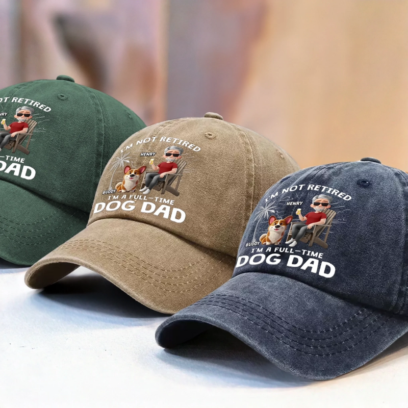 Custom Vintage Washed Denim Baseball Cap - Personalized Christmas Birthday Gifts For Dog Lovers, Dog Dad And Mom - Working Overtime In Belly Rubs